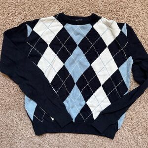 brandy melville blue and navy bernadette argyle sweater